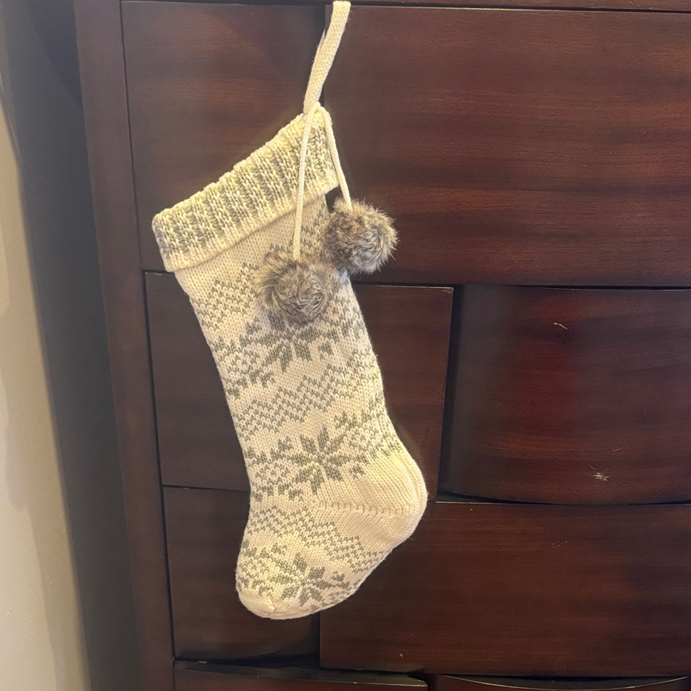 Target Cream and Gray Knit Holiday Stocking